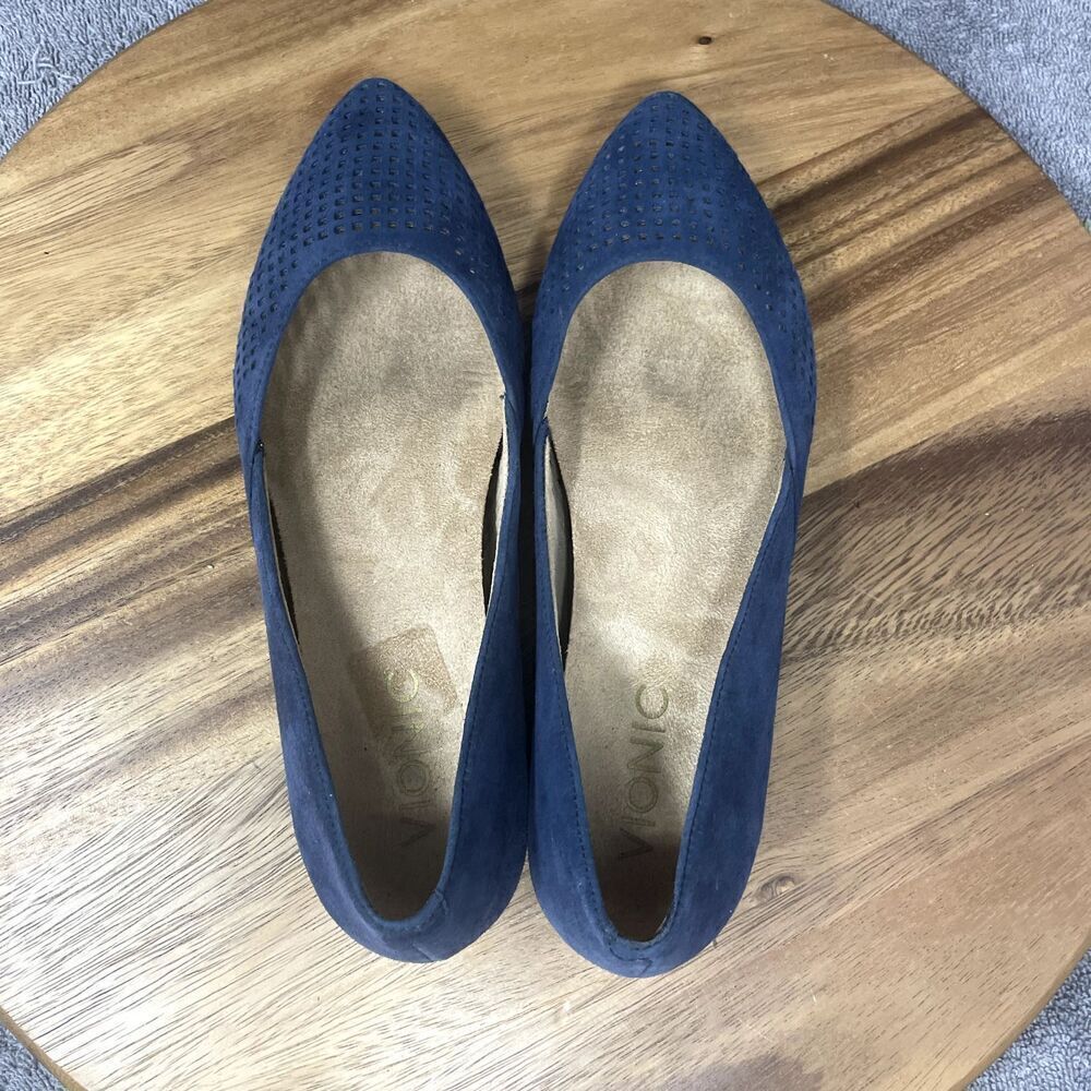 Vionic Posey Perforated Suede Pointed Toe Flat Bl… - image 5